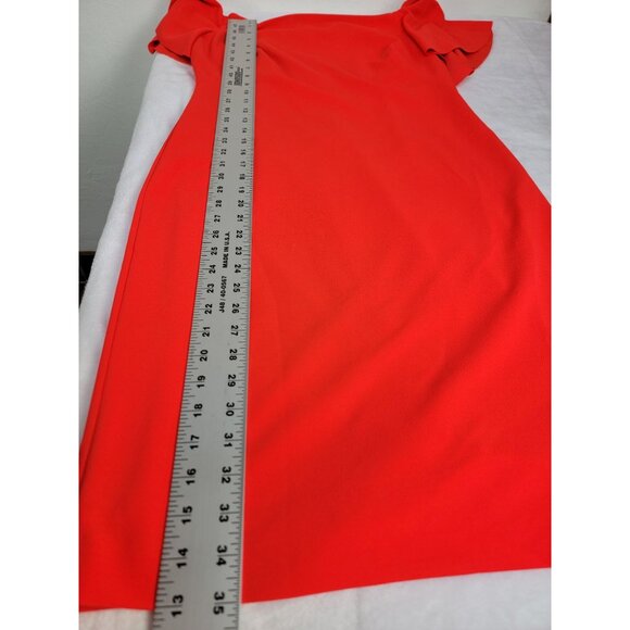 Lauren Ralph Lauren Womens Red Flutter-Sleeve Sheath Dress Size 8 Stretch New - Picture 8 of 9